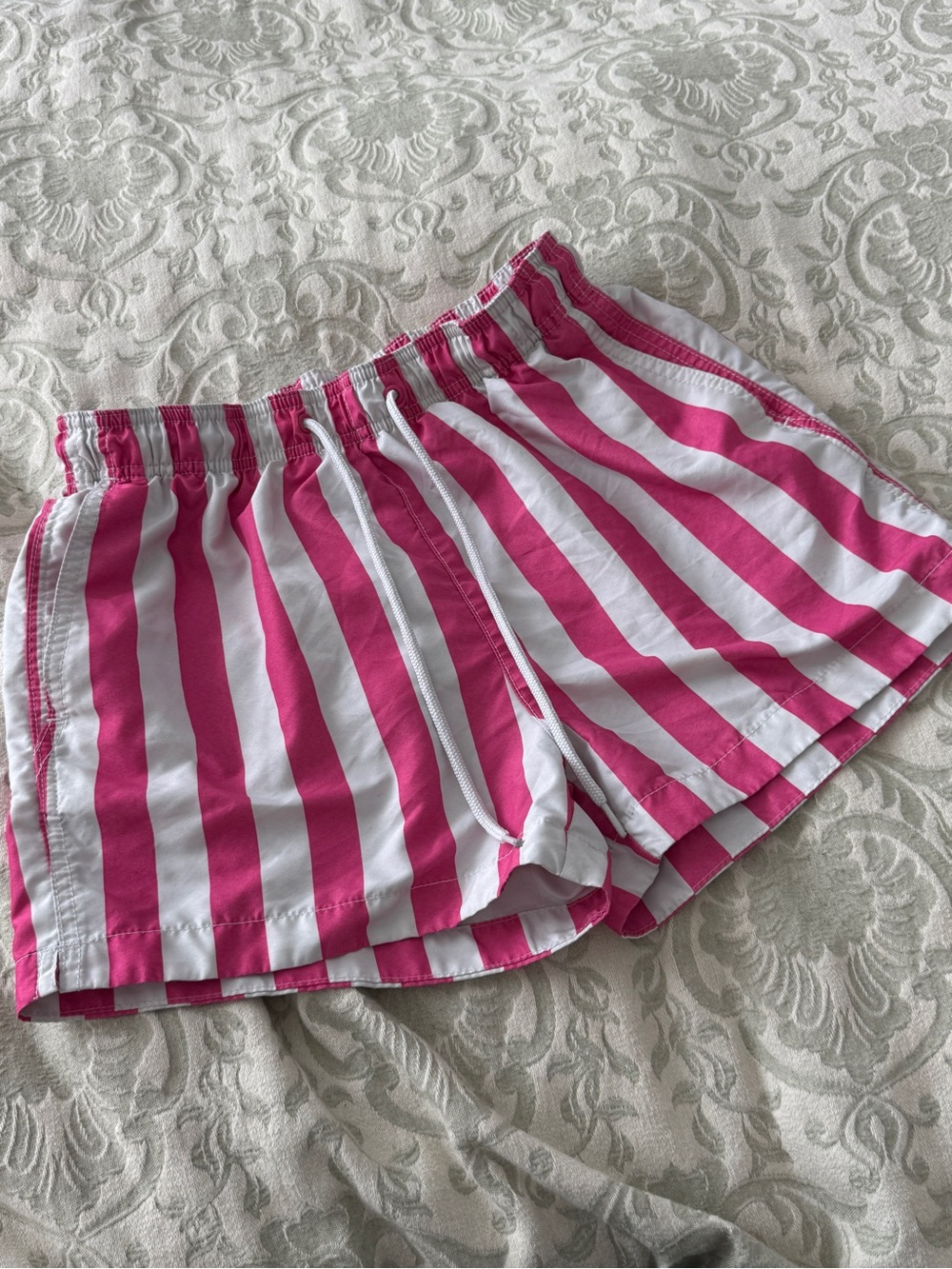 H&M Pink and White Striped Athletic Shorts